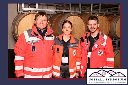 Drei Mitglieder des DRK Eggenstein-Leopoldshafen beim Notfallsymposium 2.0 in Münzesheim